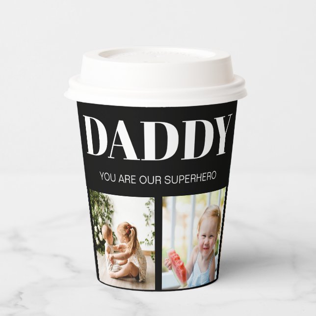 Daddy Vatertag Foto Collage Custom Pappbecher (Links)