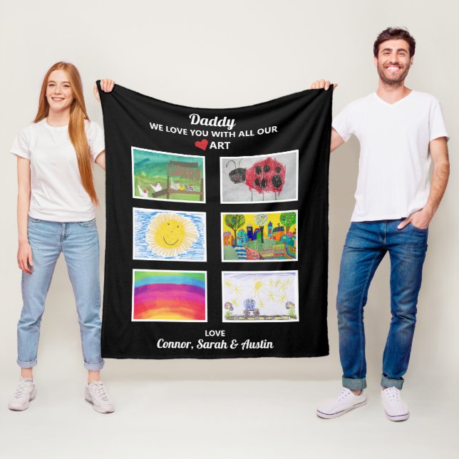 Daddy We Liebe Sie laden Kids Art Work Zeichnungen Fleecedecke (Beispiel)