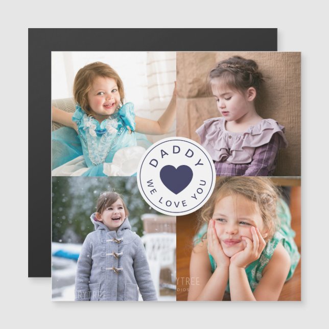 Daddy We Liebe Sie Niedliche FotoCollage Magnetkarte (Vorne/Hinten)
