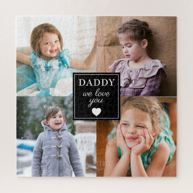 Daddy We Liebe You 4 Foto Collage Puzzle (Vertikal)