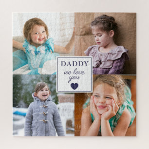 Daddy We Liebe You Blue Heart 4 Kids Foto Collage Puzzle