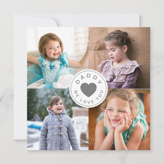 Daddy We Liebe You Heart 4 Foto Collage (Vorderseite)