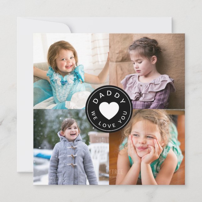 Daddy We Liebe You Heart 4 Foto Collage (Vorderseite)