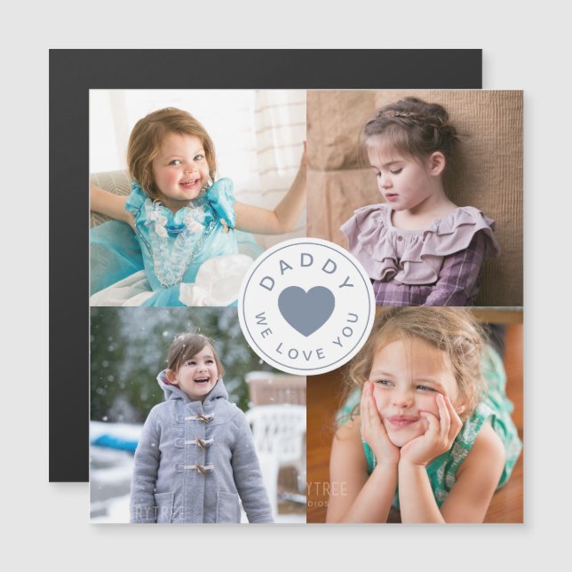 Daddy We Liebe You Niedlich Heart Foto Magnetkarte (Vorne/Hinten)