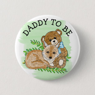 Daddy zu Fox und Teddy Bear Baby Shooter Button