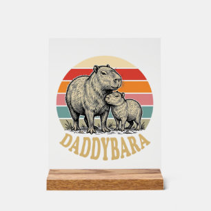 Daddybara Capybara Papa Vintage Sonnenuntergang Sh Acrylschild