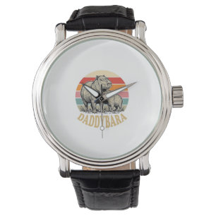 Daddybara Capybara Papa Vintage Sonnenuntergang Sh Armbanduhr