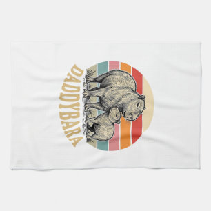 Daddybara Capybara Papa Vintage Sonnenuntergang Sh Geschirrtuch