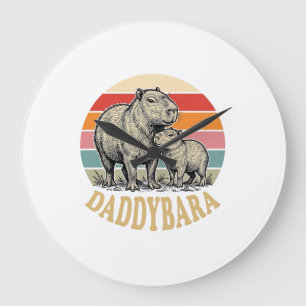Daddybara Capybara Papa Vintage Sonnenuntergang Sh Große Wanduhr