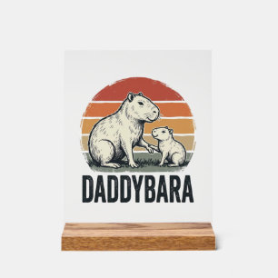 Daddybara Capybara Vintage Sonnenuntergang Shirt D Acrylschild