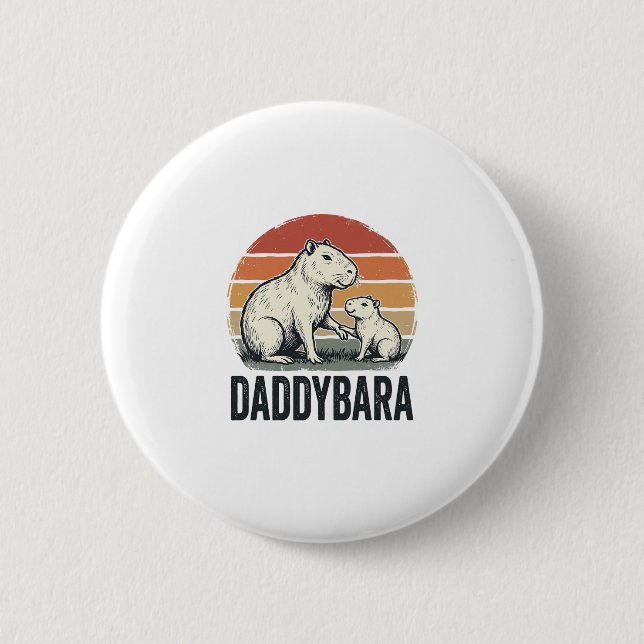 Daddybara Capybara Vintage Sonnenuntergang Shirt D Button (Vorderseite)