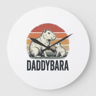 Daddybara Capybara Vintage Sonnenuntergang Shirt D Große Wanduhr