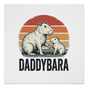 Daddybara Capybara Vintage Sonnenuntergang Shirt D Poster
