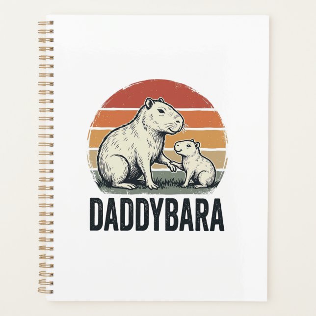 Daddybara Capybara Vintage-Sonnenuntergangs-Shirt- Planer (Vorderseite)