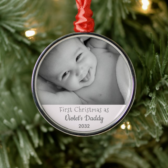 Daddy's 1. Weihnachts Personalisiert Name Year Fot Ornament Aus Metall (Baum)