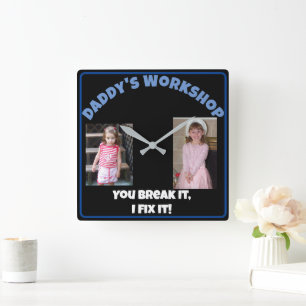 Daddy's 'Add Your Name' Quadratische Wanduhr