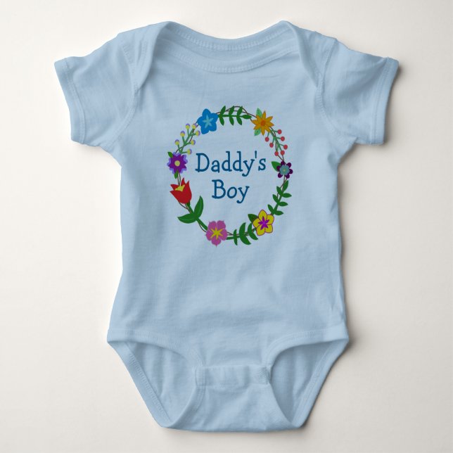 Daddy's Boy in Floral Frame Bodysuit Baby Strampler (Vorderseite)