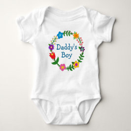 Daddy's Boy in Floral Frame Bodysuit Baby Strampler