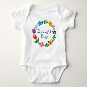 Daddy's Boy in Floral Frame Bodysuit Baby Strampler