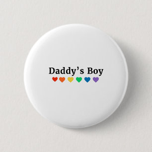 Daddy's Boy, Pride Rainbow Hearts, Funny Cool LGBT Button