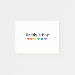 Daddy's Boy, Pride Rainbow Hearts, Funny Cool LGBT Post-it Klebezettel