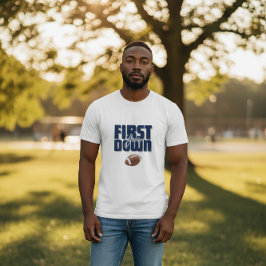 Daddy's First Year First Down Football Navy Blue T-Shirt