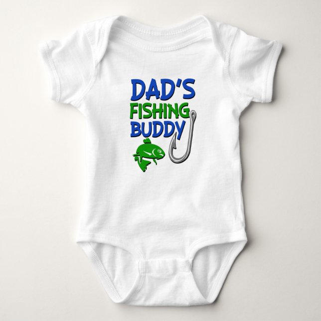 Daddy's Fishing Buddy lustiges Baby Boy Shirt (Vorderseite)