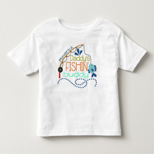 Daddy's Fishing Buddy Personalisiertes Baby Kleinkind T-shirt (Vorderseite)