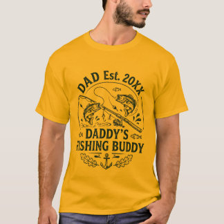 Daddy's Fishing Buddy Personalisiertes Papa-Gründu T-Shirt