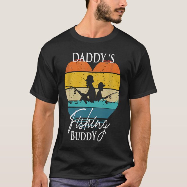 Daddy's Fishing Buddy  Retro Dad Son For Fisherman T-Shirt (Vorderseite)