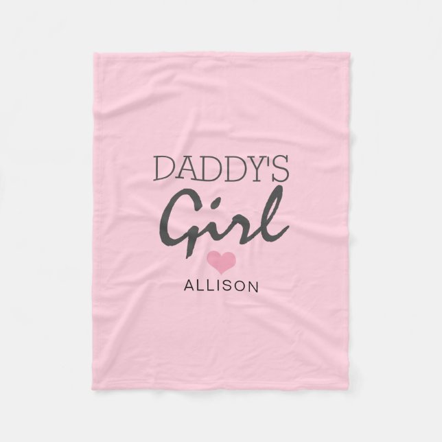 Daddy's Girl Blush Pink Herz Personalisiert Fleecedecke (Vorderseite)