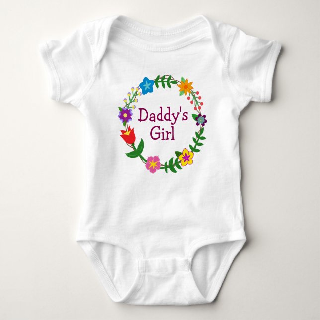 Daddy's Girl in Floral Frame Bodysuit Baby Strampler (Vorderseite)