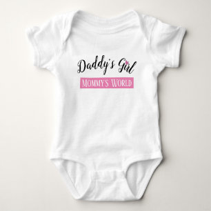 Daddy's Girl, Mama's World Pink and Black Baby Strampler