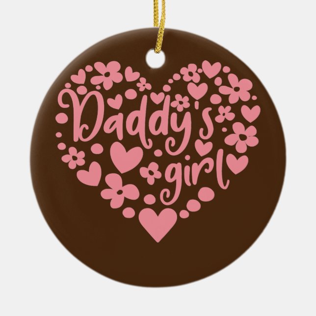 Daddy's Girl Niedlich Pink Heart Daddy and Daughte Keramik Ornament (Vorne)