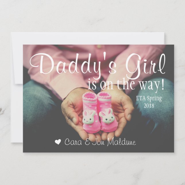 Daddy's Girl Pink Baby Girl Baby Announcement Card Ankündigung (Vorderseite)