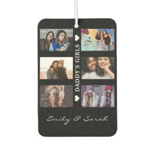 Daddy's Girls Custom 6 Foto Collage & Name Autolufterfrischer