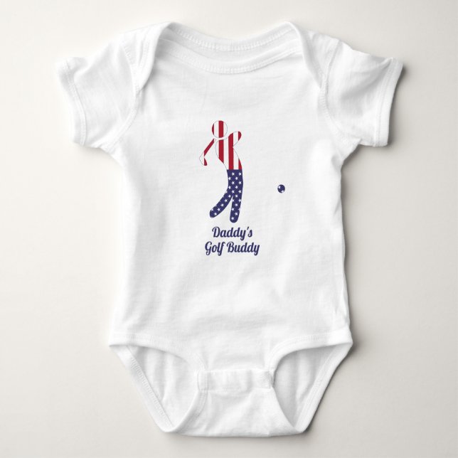 Daddy's Golf Buddy | American Flag Golf Player Baby Strampler (Vorderseite)
