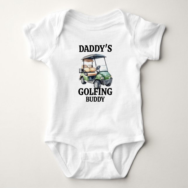 Daddy's Golfing Buddy Golf Car Thema Baby Strampler (Vorderseite)