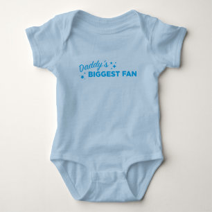 Daddys größter Fan in blauem Text   Niedlich Baby Strampler