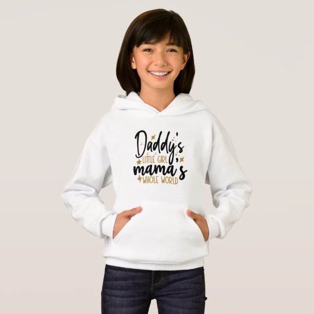 Daddys kleine Mama's ganze Welt Typografie Hoodie (Vorne ganz)