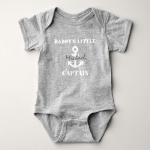 Daddys kleiner Captain Sweet Nautical White Anchor Baby Strampler