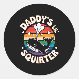Daddys Kleiner Spritzer Wal Vintage Sarkastisch Lu Runder Aufkleber