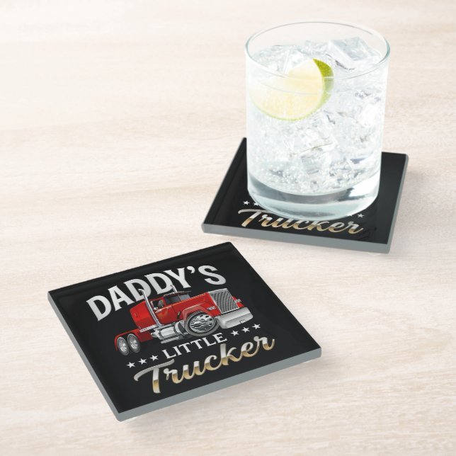 Daddys kleiner Trucker Glasuntersetzer (Schrägansicht)