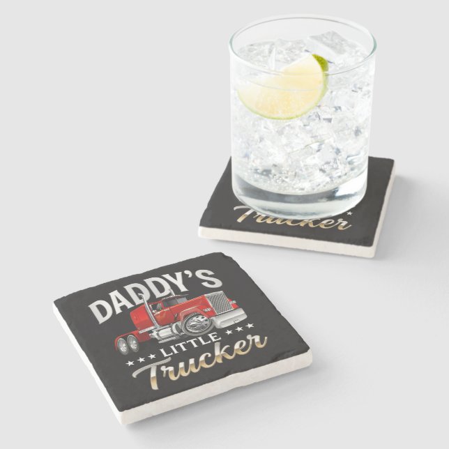 Daddys kleiner Trucker Steinuntersetzer (Seitenansicht)