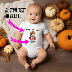 🦃 Daddys kleiner Truthahn mit beliebigem Namen Baby Strampler
