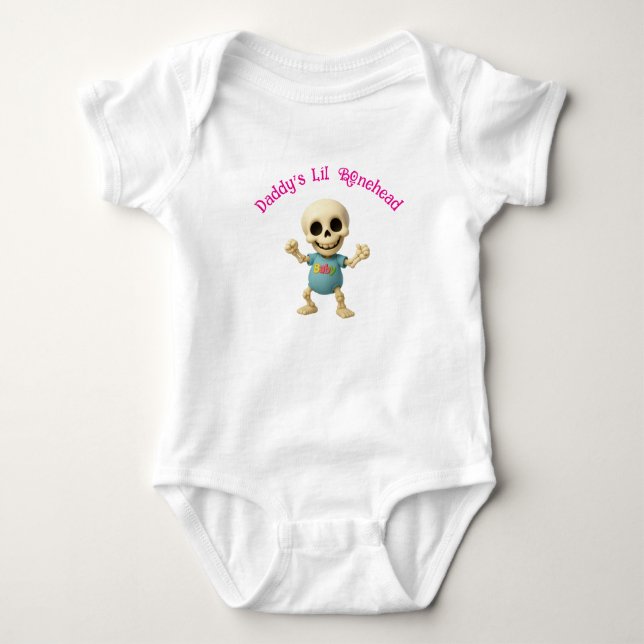 Daddy's Lil Bonehead Girl's Baby Bodysuit Strampler (Vorderseite)