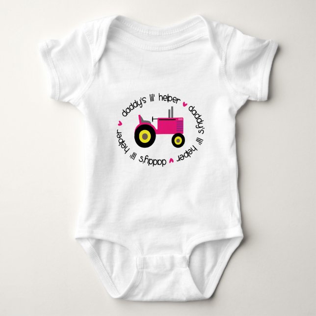 Daddy's Lil Helper Tractor Girl Baby Strampler (Vorderseite)