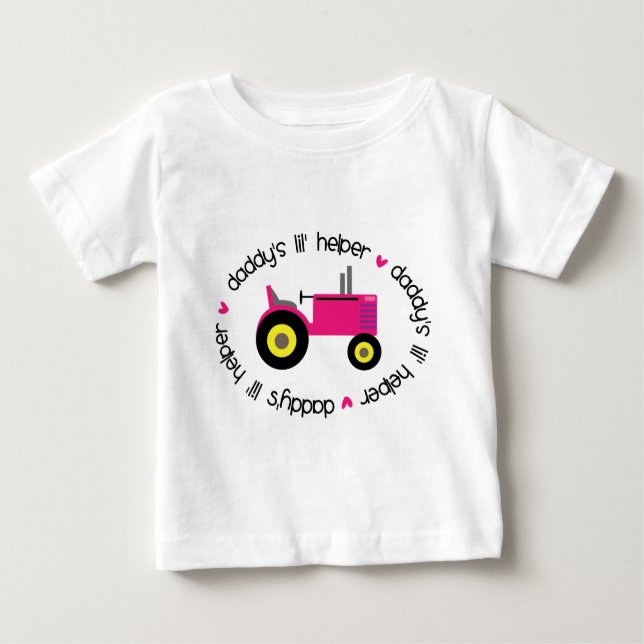 Daddy's Lil Helper Tractor Girl Baby T-shirt (Vorderseite)