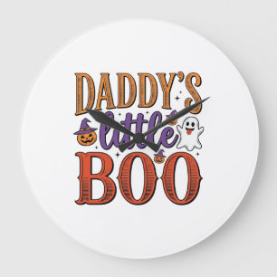 Daddys Little Boo Vintage Halloween Große Wanduhr