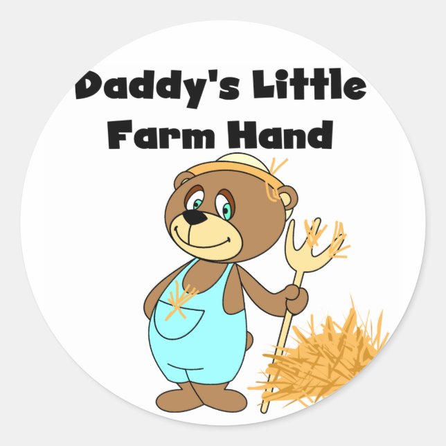 Daddy's Little Farm Hand Tshirts und Geschenke Runder Aufkleber (Vorderseite)